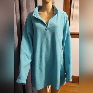 Woman Within brand size 3X, (30-32), teal blue, 1/4 zip pullover jacket.